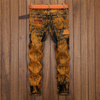 Retro Ripped Straight-Leg Men's Jeans