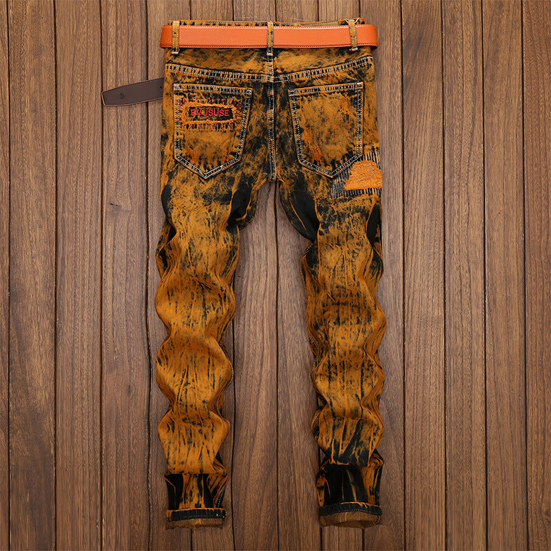 Retro Ripped Straight-Leg Men's Jeans