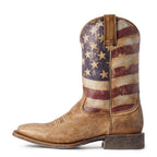 ARIAT BMVY9 Men's Distressed Patriot Western Boot Brown/Flag 9W