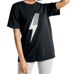 Black adult Spark Tee T-shirt by Little Rad Things featuring a vibrant spark graphic on the front.