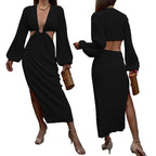 Mandotos autumn fashion pressed pleated waistless women's dress displayed on a hanger with floral background.
