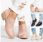 Mandotos women's autumn ankle boots with retro high heels, stylish leather design and ankle-length cut for a fashionable look.