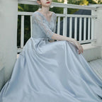 Elegant women's evening dress by MANDOTOS, suitable for banquets and parties, featuring a sleek, sophisticated design.