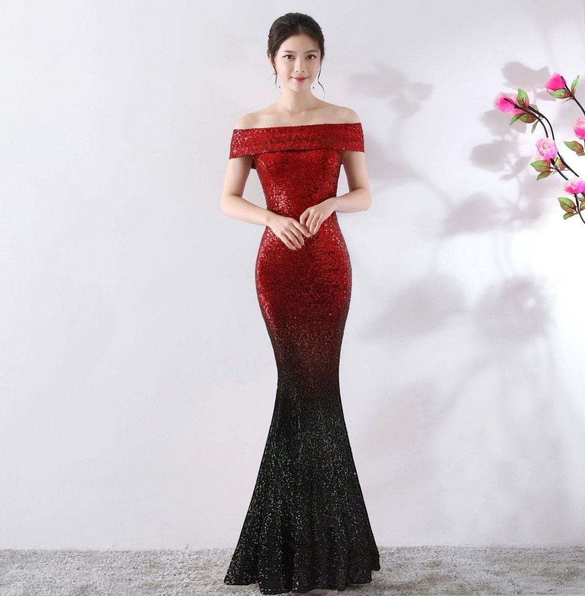 Mandotos long birthday party dress for women, slimming fit, elegant design, perfect for celebrations and special occasions.