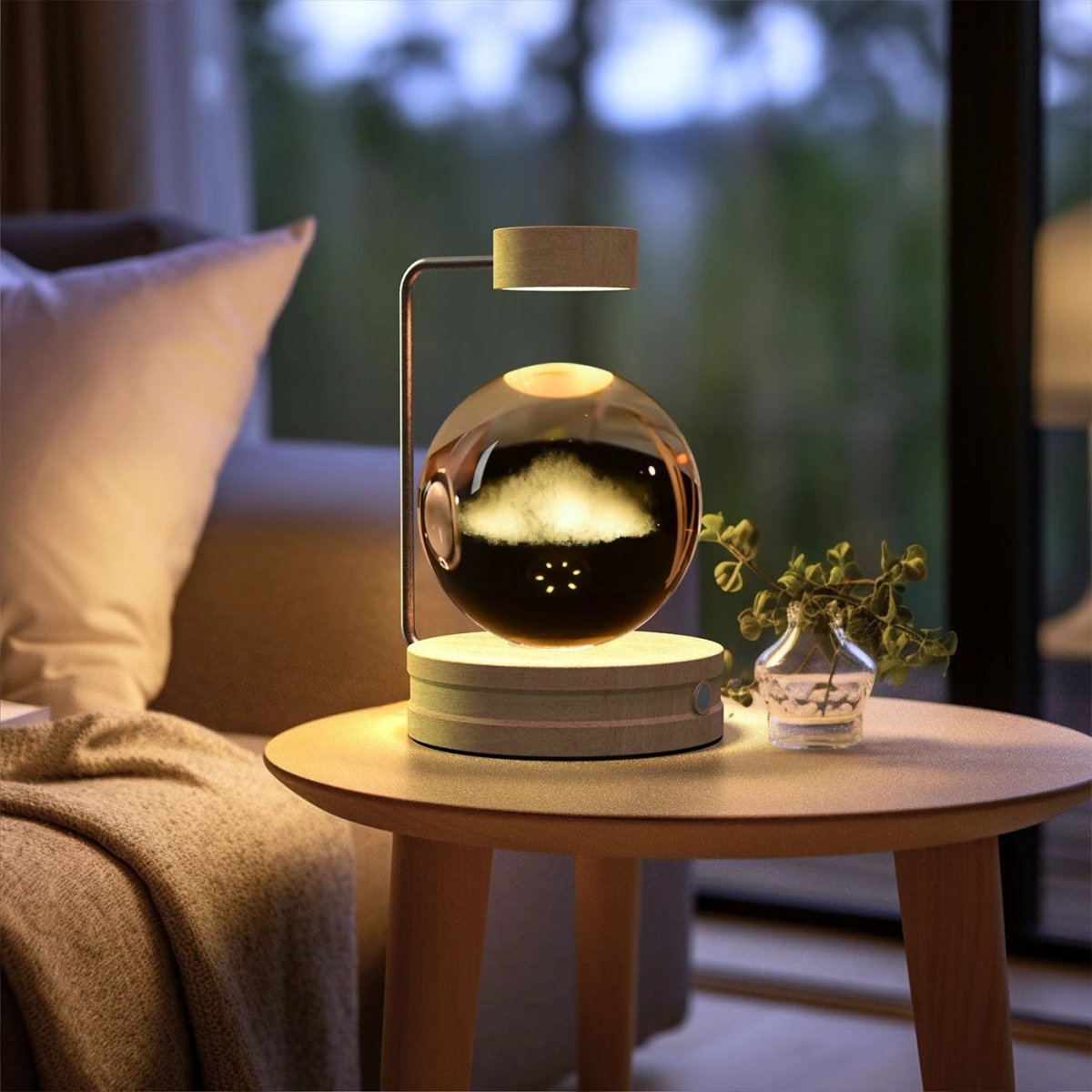 Mandotos crystal ball cosmic dinosaur indoor night light with USB power, warm glow for bedside or birthday gift ambiance.