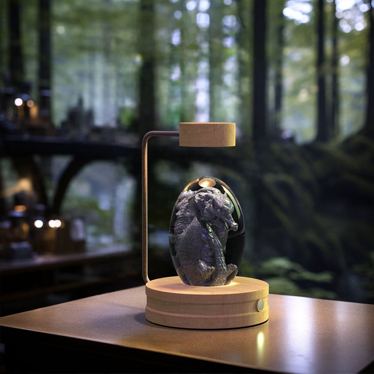 Mandotos crystal ball cosmic dinosaur indoor night light with USB power, warm glow, perfect for bedside or birthday gift.