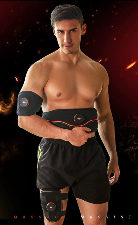 Mandotos fitness muscle stimulator device for sculpting muscles anytime, anywhere, with a compact and portable design.