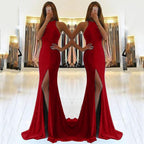 Elegant long ladies' evening dress by MANDOTOS, featuring a flowing design and sophisticated style suitable for formal occasions.