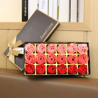 Mandotos 18 rose gradient soap flower bouquet with handmade soap roses in pink, perfect for gifts and decorative displays.