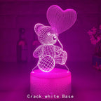 Mandotos 3D Teddy Bear LED Night Light with remote, acrylic design, USB power, 16 color options for cozy room illumination.