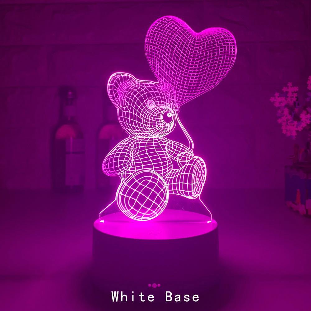 Mandotos 3D teddy bear lamp with acrylic design, USB LED night light featuring 16 color options and remote control.
