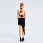 Mandotos women's summer mini dress with cross design, perfect for parties and club outings, featuring a stylish short, mini fit.