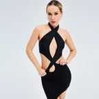 Mandotos women's summer mini dress with cross straps, perfect for parties and club outings, in a stylish new design.