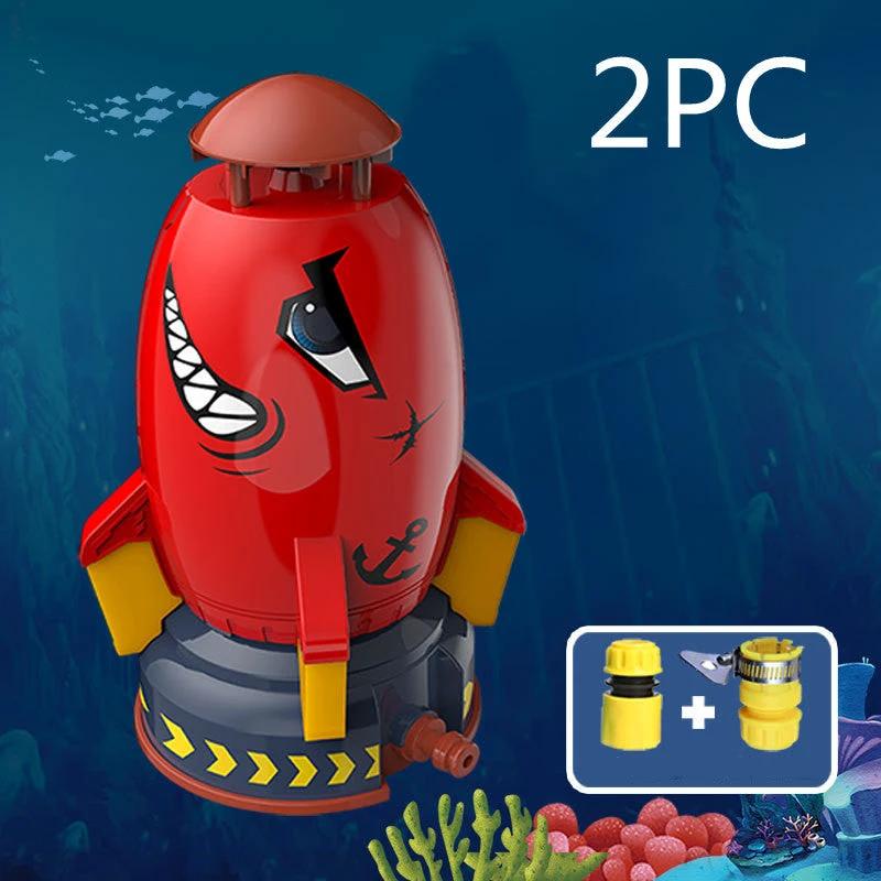 Mandotos outdoor rocket launcher toy with water pressure sprinkler, garden lawn water spray toy for kids summer outdoor fun.