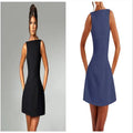 Mandotos sexy slim-fitting backless summer sleeveless short dress displayed on a model, highlighting its elegant design and fit.