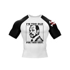 Mandotos Too Old short-sleeve T-shirt in size 0, featuring casual black fabric and simple design.