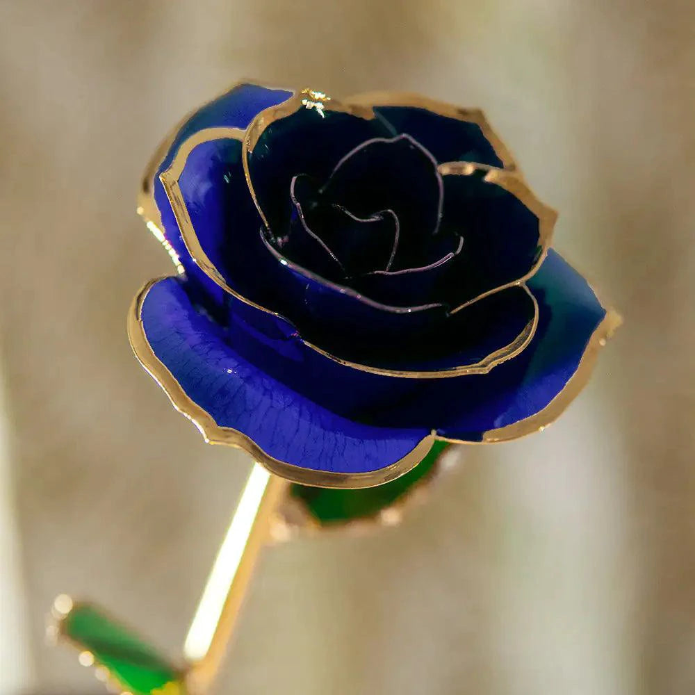 24K gold-plated rose gift by MANDOTOS, detailed artificial rose with shiny gold coating, perfect for elegant gift-giving.