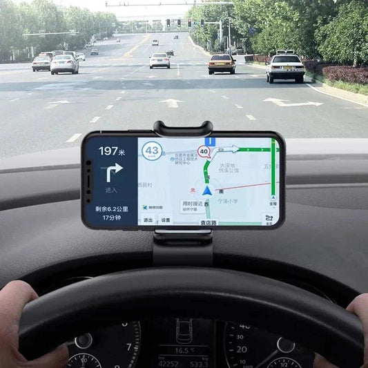 Mandotos 360° rotatable car phone holder, universal dashboard mount for mobile phones, easy grip auto bracket for secure fit.