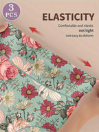 Mandotos 3-pack high-waisted women's panties with printed patterns, tummy tightening and hip lifting design for comfortable fit.