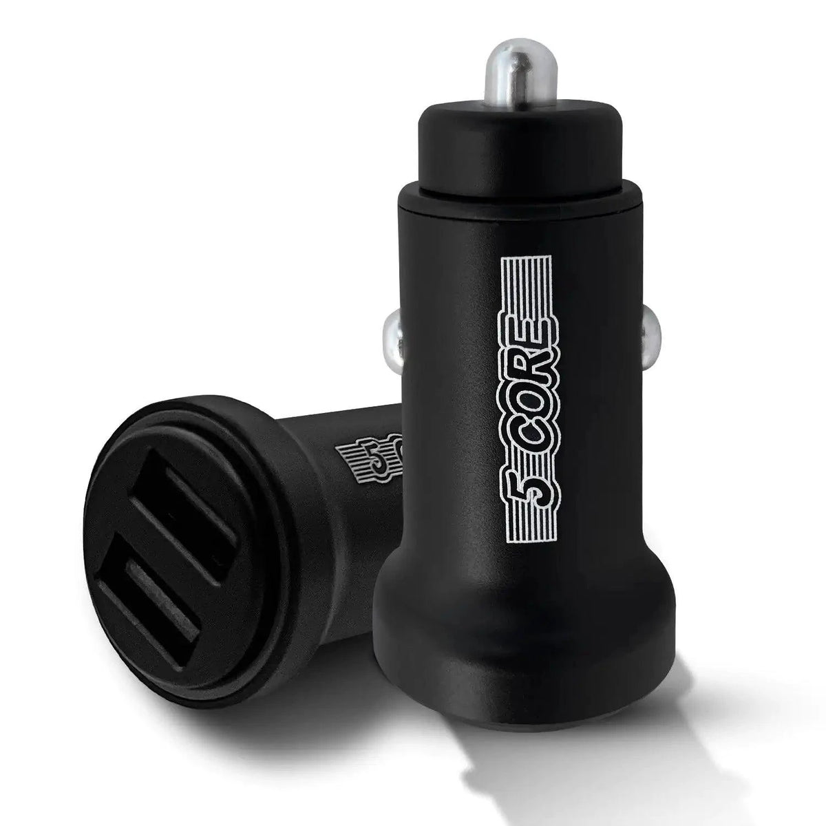 MANDOTOS 5Core SpeedCharge Car USB-C Adapter plugged into a car's cigarette lighter socket, ready for fast charging devices.