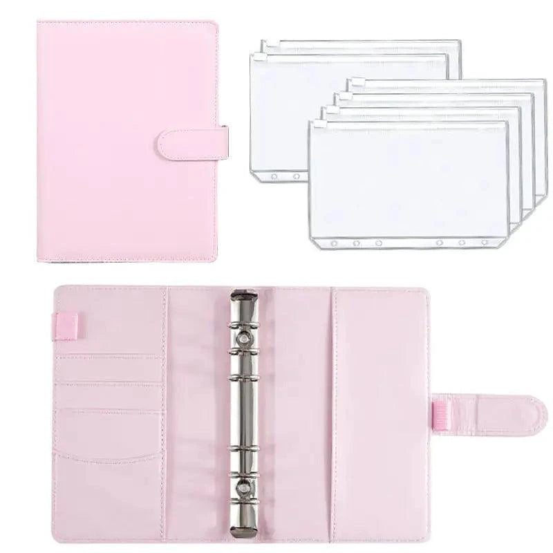 A6 Deluxe Leather Finance Organizer by MANDOTOS with multiple card slots, cash pockets, and a sleek black leather finish.