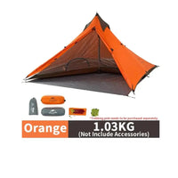 Mandotos Adventure Comfort camping tent set up outdoors with open door and rainfly, showcasing durable fabric and spacious interior.