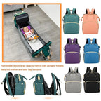 MANDOTOS all-in-one stroller diaper backpack with multiple compartments and adjustable straps, designed for parents on the go.