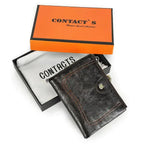 Mandotos authentic leather ladies' wallet with multiple card slots and a sleek design, shown in brown leather.