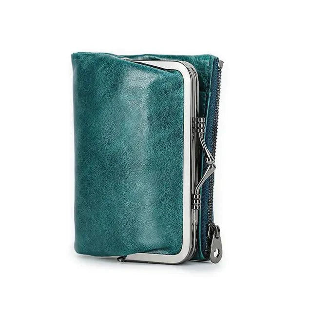 Mandotos authentic leather ladies' wallet with multiple card slots and a sleek design, showcasing high-quality craftsmanship.