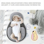 Mandotos baby anti-spit up pillow with soft fabric and ergonomic design for comfortable feeding and reflux relief.