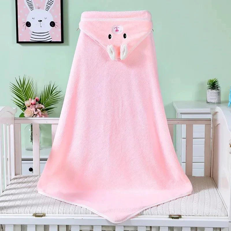 Mandotos baby hooded bath towel with cartoon animal design, soft newborn towel blanket for boys and girls, warm swaddle wrap.
