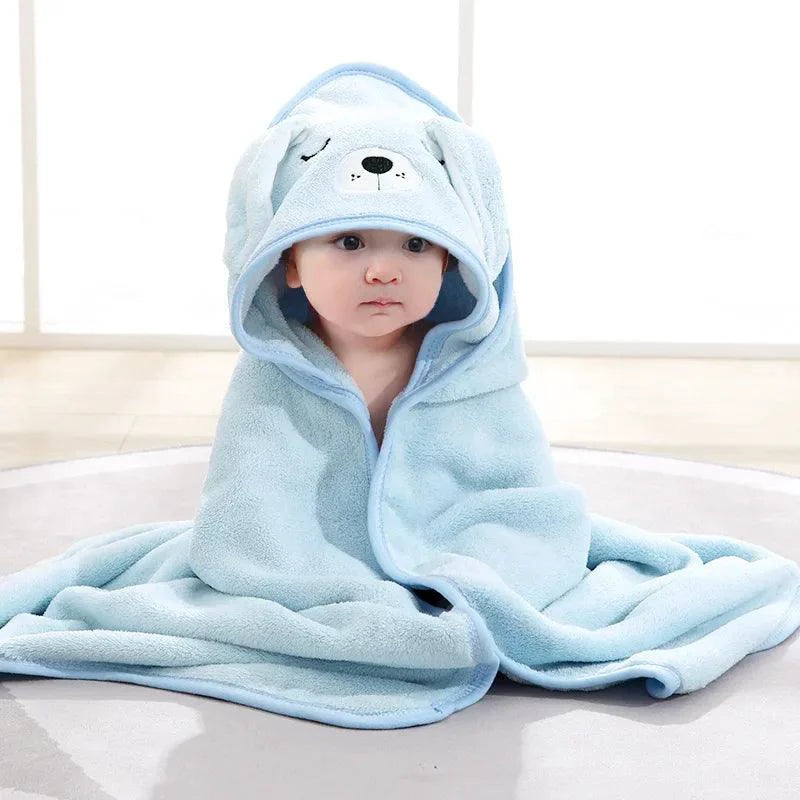 Mandotos baby hooded bath towel with cartoon animal design, soft towel blanket and toddler bathrobe for boys and girls.