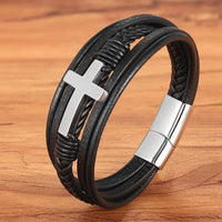 Mandotos Bonded Love Leather Bracelet featuring braided leather design and metal clasp for a stylish accessory.