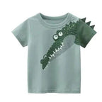 Boy wearing a MANDOTOS boys' baby tee with colorful graphic design, short sleeves, and comfortable fit.
