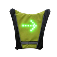 Mandotos BrightRide LED cycling vest with storage, featuring reflective strips and adjustable straps for visibility and convenience.