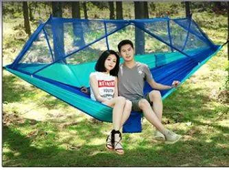 Mandotos bug-free camp hammock designed for outdoor relaxation, with built-in mosquito protection for two people.