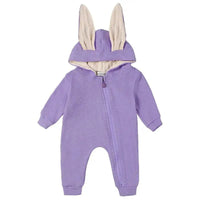 Mandotos Bunny Ear Baby Onesies featuring soft fabric with adorable bunny ear hood for baby comfort and cute style.