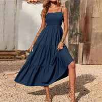 Mandotos chic chiffon layered swing dress displayed with flowing fabric and stylish design on a neutral background.
