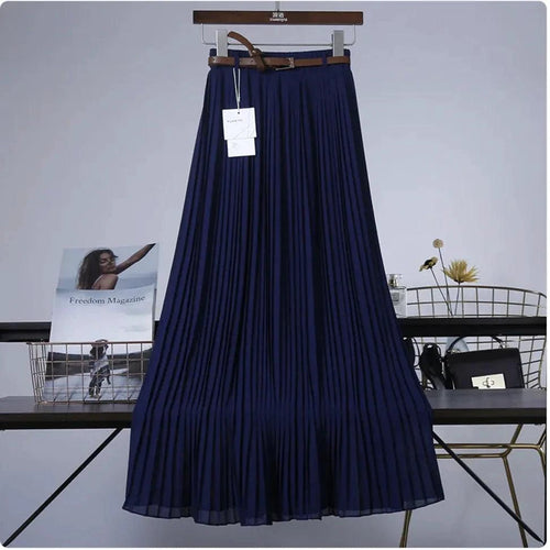 Mandotos Chic & Grace pleated chiffon skirt featuring flowing fabric and elegant design for effortless style.