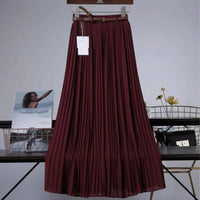Mandotos Chic & Grace pleated chiffon skirt with flowing fabric, showcasing elegant, lightweight design for effortless style.