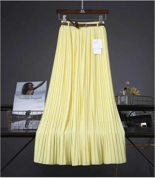 Mandotos Chic & Grace pleated chiffon skirt with flowing fabric and elegant design, perfect for effortless style.