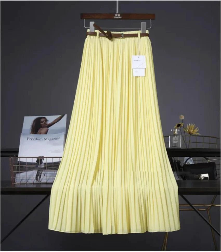 Mandotos Chic & Grace pleated chiffon skirt with flowing fabric and elegant design, perfect for effortless style.