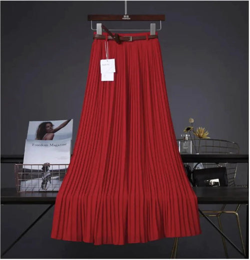 Mandotos Chic & Grace pleated chiffon skirt featuring flowing fabric and elegant design, perfect for effortless style.