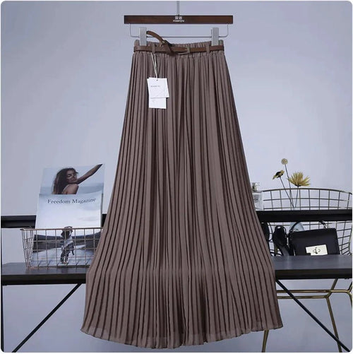 Mandotos Chic & Grace pleated chiffon skirt with flowing fabric and elegant design, perfect for sophisticated, effortless style.