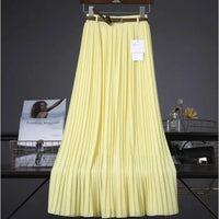 Mandotos Chic & Grace pleated chiffon skirt with flowing fabric, showcasing elegant, lightweight design for effortless style.