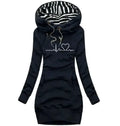 Mandotos chic hooded sweatshirt dress with relaxed fit and cozy fabric, perfect for casual wear and stylish comfort.