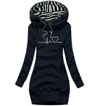 Mandotos chic hooded sweatshirt dress with relaxed fit and cozy fabric, perfect for casual wear and stylish comfort.