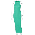 Mandotos chic knitted tank sweater dress featuring a fitted silhouette and cozy texture, perfect for stylish layering.