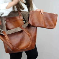 Mandotos chic leather tote handbag with sturdy handles and spacious interior, perfect for everyday use and stylish outings.