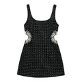 Mandotos chic off-shoulder mini dress in lightweight fabric with ruffle details and fitted waist for a stylish summer look.